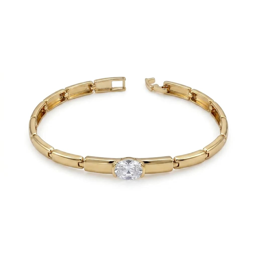 Minimal Tek Taş Gold Bileklik