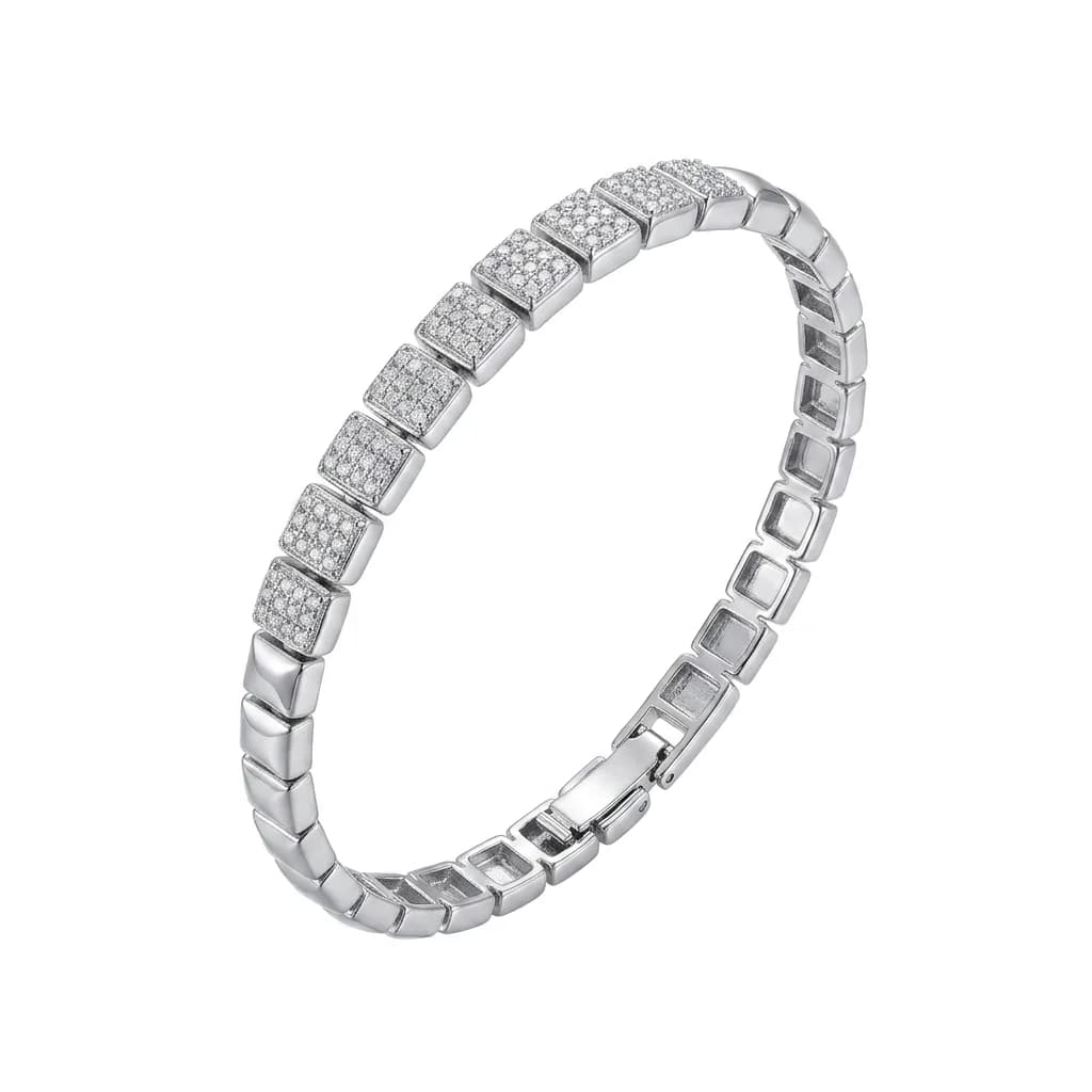 Silver Kare Taşlı Bileklik