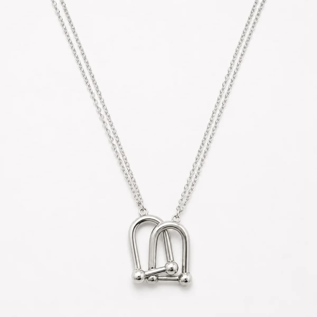 Geometrik Çelik Silver Kolye