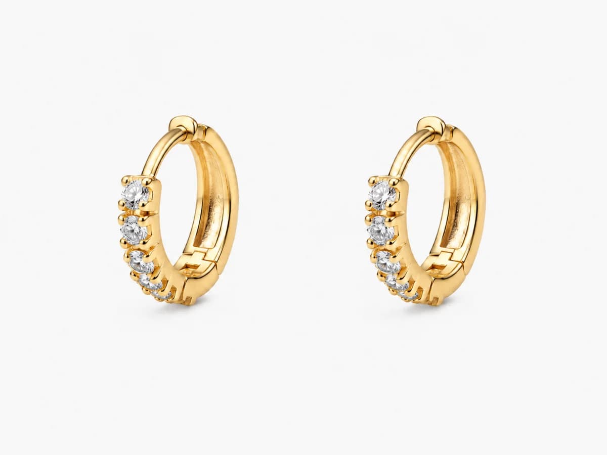 Premium Seri | Zirkon Taş Detaylı Gold Halka Küpe