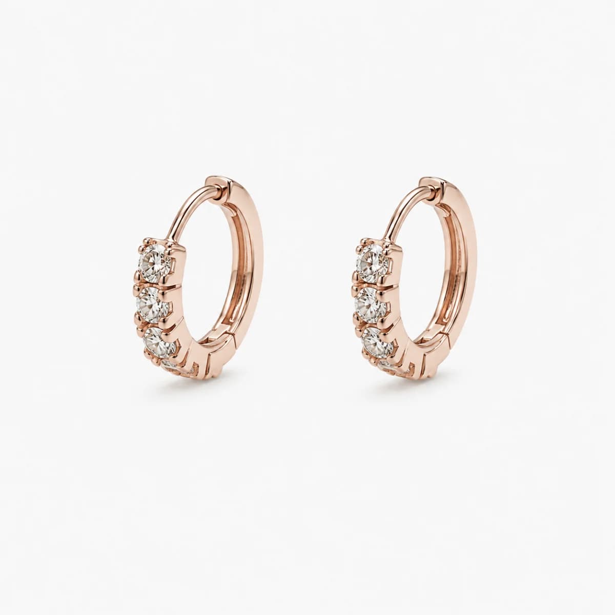 Premium Seri | Zirkon Taş Detaylı Rose Gold Halka Küpe