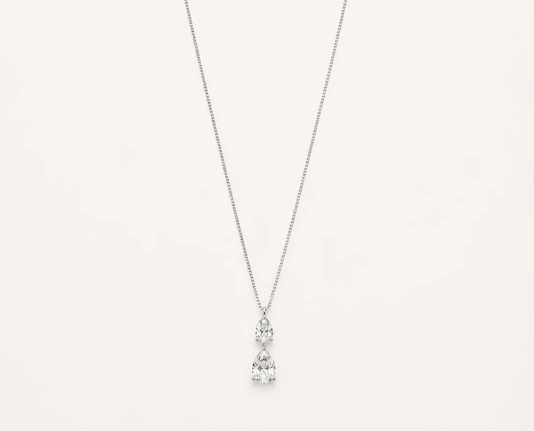 Premium Seri | Zirkon Taşlı Silver Damla Kolye